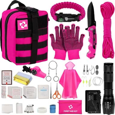 Kit De Sobrevivência De Emergência E Kit De Primeiros Socorros, Kit De Autodefesa, Kit De Segurança Para Mulheres Com Bolsa Molle Tática, Presentes Para Mulheres, Aventura Ao Ar Livre, Acampam