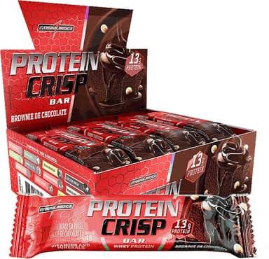 Integralmedica - Barra de Proteína Whey Protein Crisp Bar Brownie de Chocolate - Snack Proteíco Baixa Caloria, Aumenta a Saciedade - Pré e Pós-Treino - Display com 12Un