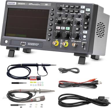 Hantek Osciloscópio de armazenamento digital dso2c10, largura de banda de 100mhz, 2 canais, canal duplo, 1gsa/s, profundidade de memória de 8m com sonda de alta tensão