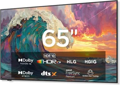 iFFALCON Smart TV Classe QLED 4K de 65 polegadas, moldura ultrafina para TV, 144Hz, HDR, modo artístico com arte AI, ampla gama de cores, Dolby Vision IQ, Dolby Atmos, Google Assistant Voice Remote
