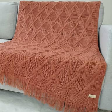 Manta de Tricô Para Sofá Poltrona Cobertor Cama Malha Encorpada 150x90cm Usufruto Decoração Sala L05 (Terracota Matte)
