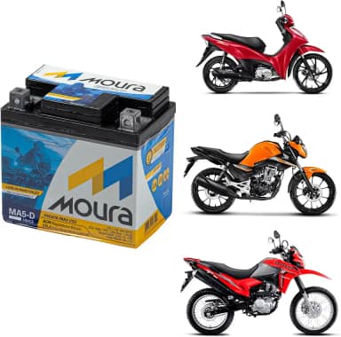 Bateria Moto Honda Cg 160 Bros Titan 150 Biz 125 Fan Xre 300 Dk Fazer Yamaha Factor Ybr Crosser Moura 12v 5ah