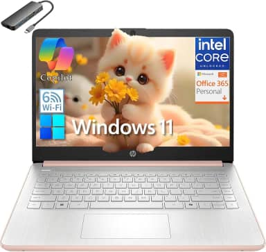 HP Laptop empresarial estudantil de 14 polegadas, CPU Intel N150 (Beat i3-1115G4), RAM DDR4 de 16 GB, armazenamento de 384 GB (128 GB UFS + 256 GB MSD), WiFi 6, BT 5.4, 1 ano Office365, Win11 Pro S