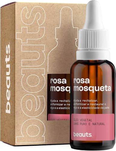 Óleo de Rosa Mosqueta - Puro, Uniformizador, Hidratante e Antioxidante - Para Manchas, Rugas, Estrias e Melhor Elasticidade - Uso Facial, Oleo Corporal e Cabelos - 100% Pura Natural Vegano - 30 mL Beauts