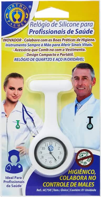 Ortho Pauher Relógio De Silicone Para Profissionais De Saúde Branco Único