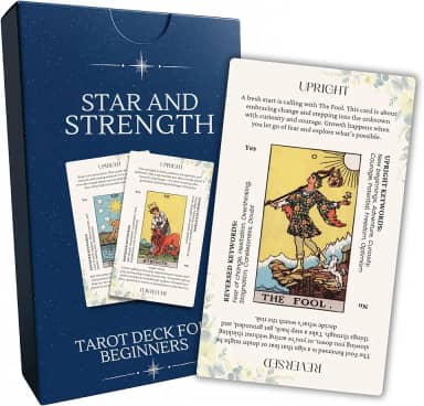 Cartas de tarô estrela e força para iniciantes com significados, palavras-chave e sim/não – presente de baralho de tarô de aprendizagem sem necessidade de guia