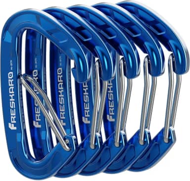FresKaro 5 clipes nano mosquetão, 8 kN 815 kg, pequeno resistente, confiável e testado pelo tempo, forte mola, escolha de 5 cores