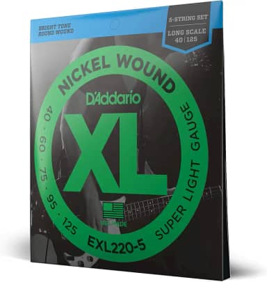 ENCORDOAMENTO PARA BAIXO ELETRICO 5CORDAS EXL220-5 SUPER LIGHT/ESCALA LONGA .040 .060 .075 .095 .125 - D'ADDARIO