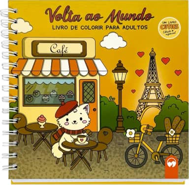 Cuties Edição Especial de Luxo - Volta ao Mundo: Livro de Colorir para Adultos com Capa dura, Ilustrações inspiradas em Países e Lâmina de Acetato
