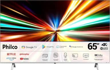 Fast Smart TV QLED 65'', Ultra HD 4K, PTV65G3BGTSSBL, Philco, Dolby Vision, Dolby Atmos, Google TV, Eye Protection