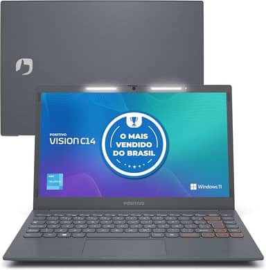 Notebook Positivo Vision C14 Celeron 4GB 128GB eMMC, Windows 11 Home, Lumina Bar, Tela 14" HD Antirreflexo, Tecla Link – Cinza