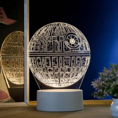PopLumos - Luminária led 3d, abajur de mesa,star wars, estrela da morte