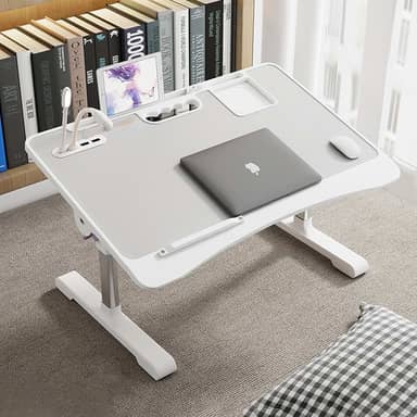 Mesa de Colo Multiuso Premium – Ajuste de Altura e Ângulo, Ideal para Trabalho, Jogo, Leitura e Refeições na Cama ou Sofá (Cinza - Altura ajustável e reversível)