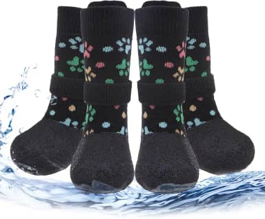 PUPTECK Sapatos Antiderrapantes para Cães Em Pavimento Quente/Frio, Botas para Idosos, Botas de Borracha E Protetores de Patas para Cães de Pequeno, Médio E Grande Porte para Evitar Lambidas, Meias Ad
