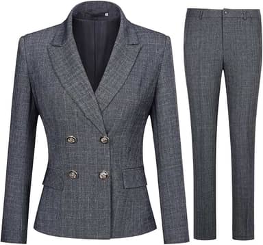 Conjunto feminino de 2 peças de terno trespassado com dois botões e calça