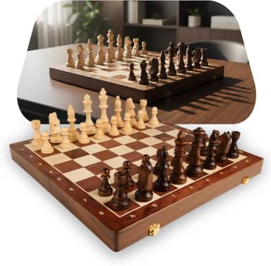 Jogo Xadrez Clássico Profissional Grande Luxo Tabuleiro Peças 100% Madeira Reflorestada Acabamento em Verniz com Rainhas Extras