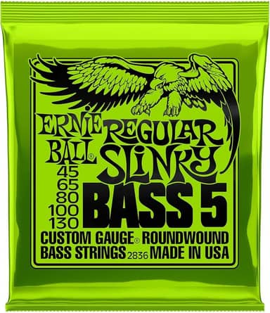 Cordas para baixo Ernie Ball Regular Slinky P02836, revestimento de níquel, calibre 45-130