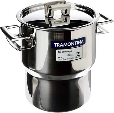 Cuscuzeira Tramontina Brava Em Aço Inox Com Alças E Tampa 14 Cm 2, 1 L Tramontina Inox Cuscuzeira Aco Inox Brava