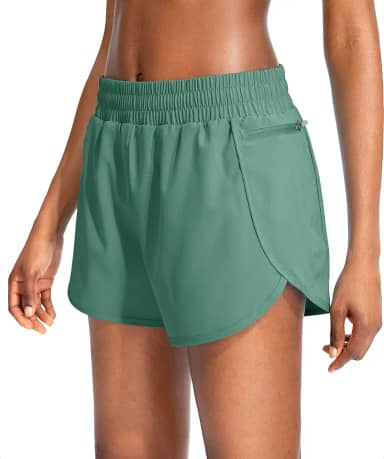 Short feminino de corrida com bolsos com zíper cintura alta atlético academia treino shorts para mulheres com forro