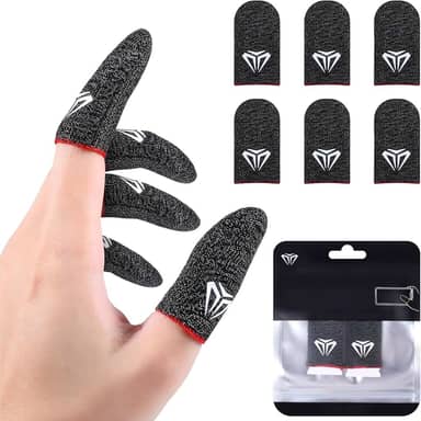 Kit 6 pçs Luva De Dedo Gamer Linha Pro Fibra de Prata 2025 linha Profissional Pra Jogar Jogos Semi Pro Para Jogar COD Mobilie Beehive Wasp, anti suor, Premium, luva v8