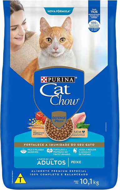 Purina Cat Chow Ração Nestlé Para Gatos Adultos Sabor Peixe 10 1Kg Purina