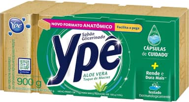 Ypê Sabão em Barra Aloe Vera 900g - 5 unidades de 180g