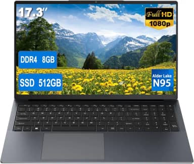 Laptop de 17 polegadas com teclado retroiluminado, teclado de fonte grande tamanho completo, Celeron N95 (até 3,4 GHz), 8 GB RAM 512 GB SSD, computadores com Win 11, RJ45, Tipo-C, webcam, Wi-Fi duplo