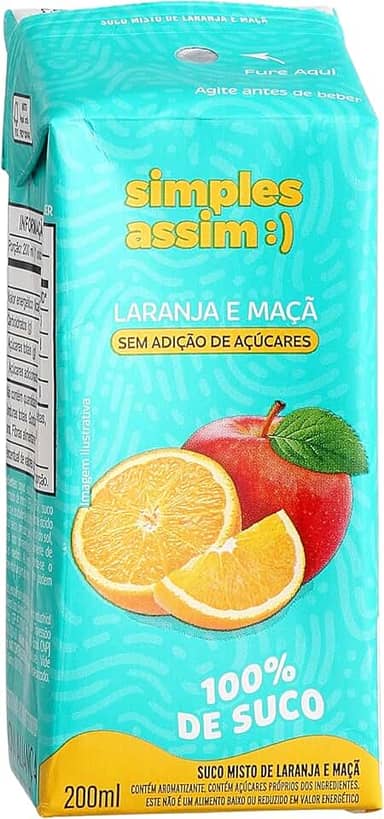Simples Assim Suco de Laranja e Maçã 200ml