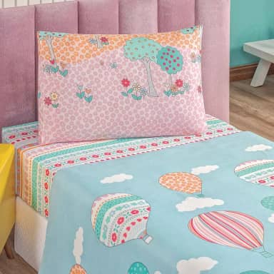 Jogo de Cama Solteiro Bouti Kids 03 Peças Balão, Bia Enxovais