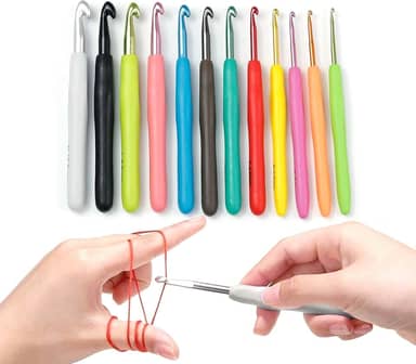 12 agulhas de crochê, agulhas de tricô multicoloridas para crochê, kit de agulhas de crochê suaves e leves para artesanato de fios