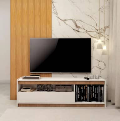 Rack Para Sala De Estar Com Porta Basculante 1.30m Design Moderno e Suporte Para TV