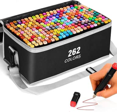 Canetas para Pintar Bobbie Goods, Kit 262 Cores, para Livro de Colorir, Marca Texto - Canetinhas Ponta Dupla, Secagem Rápida, Não Tóxicas - Ideal para Presente Criativo Antiestresse