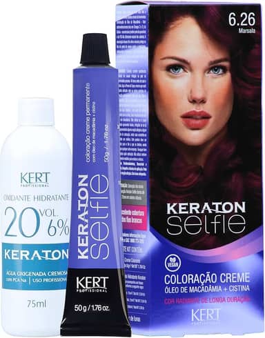 Keraton Coloração Permanente Em Creme Para Cabelos Com Cistina E Óleo De Macadâmia Selfie 50G Nº 6.26 Marsala