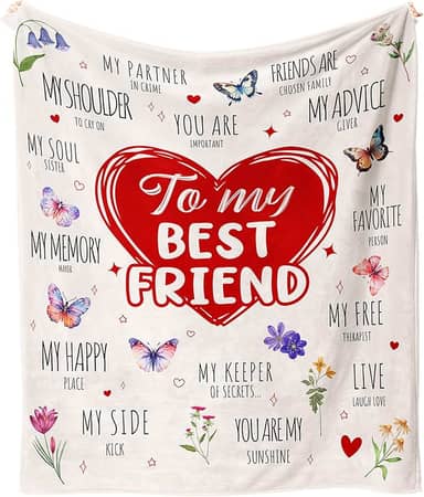Cobertor de melhor amigo para mulheres, presentes de aniversário para melhores amigas, presentes de Natal, presente de amizade atencioso, cobertor de amizade 152 cm x 127 cm