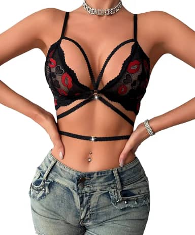Sutiã de renda para mulheres sexy triangular sutiã minimizador sem fio lingerie
