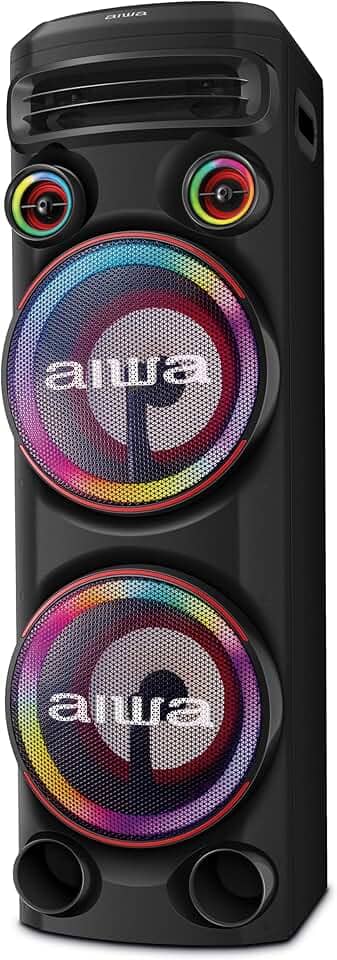 Torre de Som AIWA T2W-02 2300W 2Woofers10" Bluetooth RGB USB FM DJ