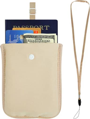 Carteira de sutiã de viagem com bloqueio de RFID, bolsa de dinheiro escondida com alça elástica ajustável, bolso secreto perfeito para proteger seus cartões de crédito passaporte objetos de valor, Nude., XL(6'' x 5''), Proteção RFID