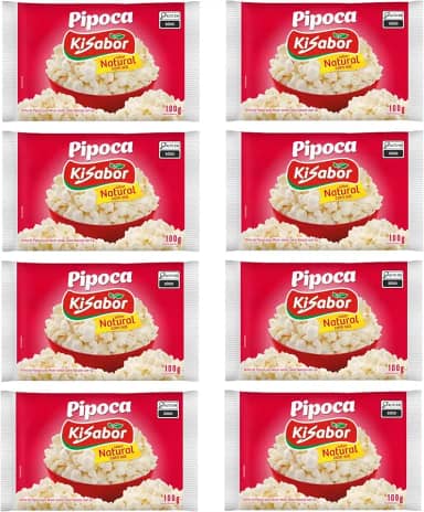 KiSabor Pipoca Microondas Natural c/ Sal 100g - kit c/ 8 unds