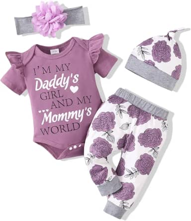 Roupas de verão para bebês recém-nascidas, macaquinhos, calças fofas, roupas para meninas, conjunto de presente