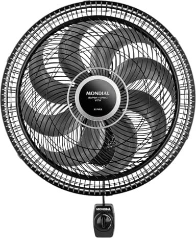 Ventilador de Parede 40cm Super Turbo 8 Pás, Mondial, Preto/Prata, 140W, 110V - VTX-40P-8P