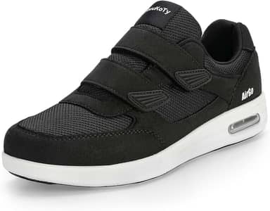 Tênis ortopédico feminino ajustável para diabéticos | Fascite plantar/pés inchados/joanetes | Tamanho largo 35-43, Preto/branco, 9.5 Wide