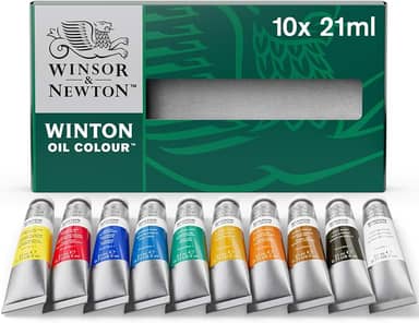 Winsor & Newton Tinta colorida a óleo Winton, conjunto básico, tubos de 10 x 21 ml