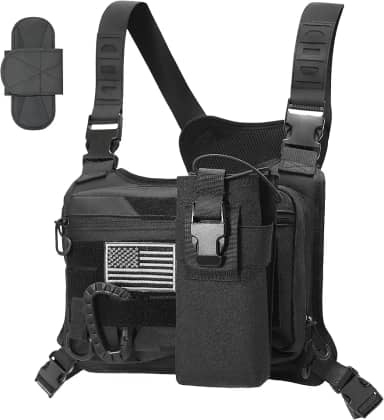 Bolsa de corrida no peito para homens, coldres táticos para pistolas para caça, esportes, caminhadas, atividades ao ar livre, pacote EDC com bolsa para garrafa de água