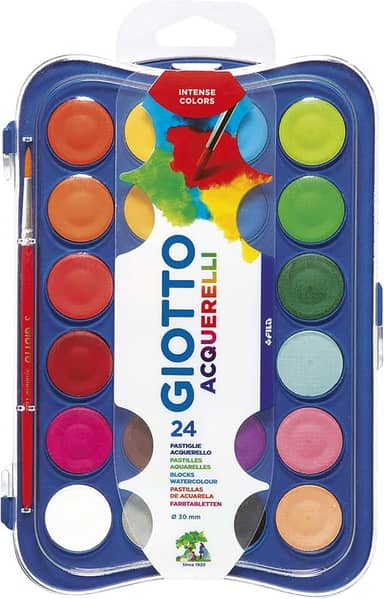 Aquarela 30mm, Giotto, 352400, Acquarelli, 24 Cores
