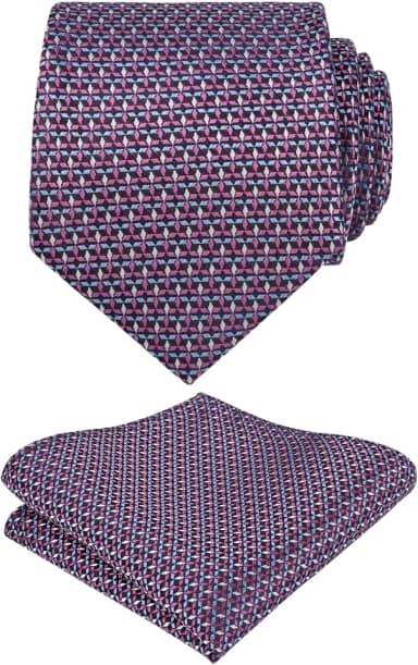 Conjunto de gravata masculina com estampa geométrica de 8 cm com bolso quadrado