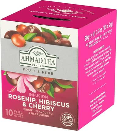 Ahmad Tea London Chá Misto De Rosa Silvestre Hibisco E Cereja Fruit & Herb Caixa 20G 10 Unidades De 2G Cada