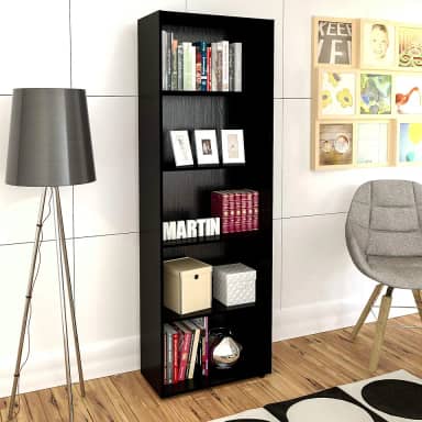 Estante Livreiro com 5 nichos MULTY cor Preto - Artely
