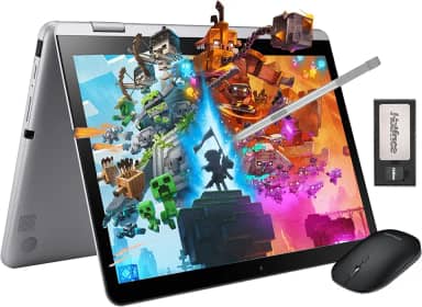 Samsung Chromebook Plus 2 em 1 com tela sensível ao toque FHD de 12,2', Intel Dual-Core, 4GB RAM, 224GB de armazenamento (64GB eMMC + 160GB com dock), caneta stylus, mouse sem fio, prateado