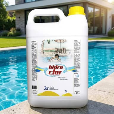 FLOCULANTE E CLARIFICANTE HIDROCLOR 5L para Piscina, Tratamento de Água, Tripla Ação, Concentração 32%, Líquido