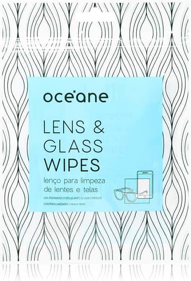 Lenço Limpeza para Lentes E Telas, Lens & Glasses Wipes 2 Go, 6 Un, Océane, Océane, Branco